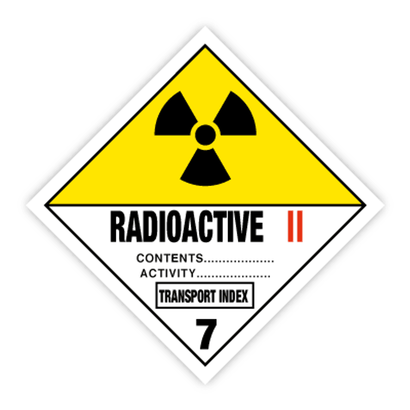 Fareseddel Klasse 7B - Radioaktive Stoff (Moderat fare)