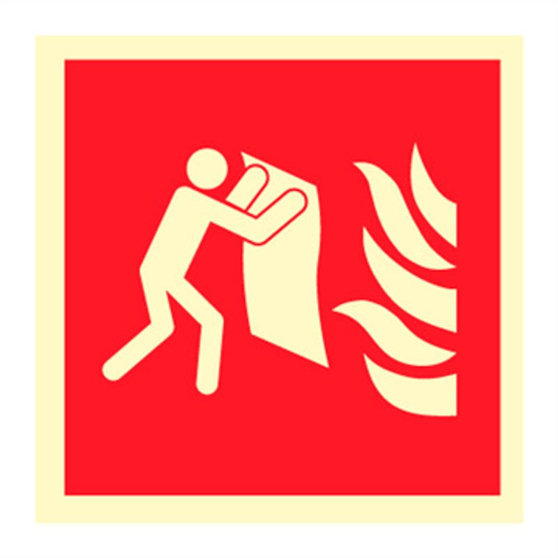 Brannteppe - brannskilt med symbol