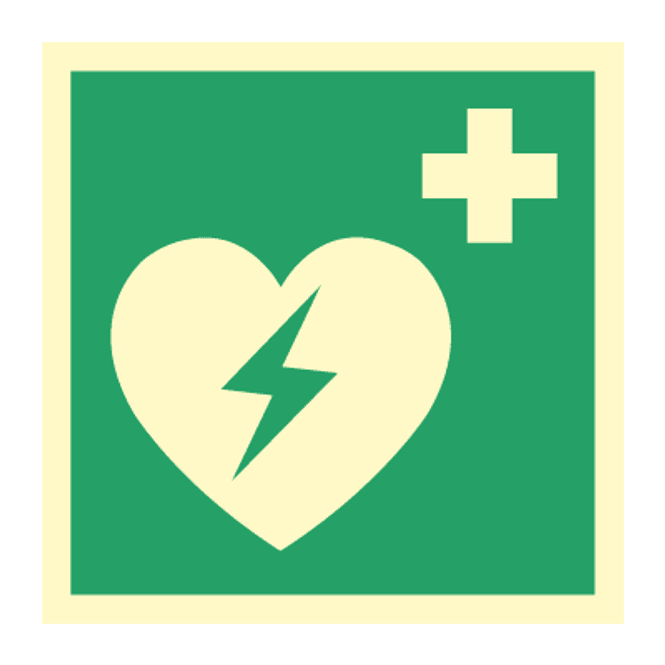 Hovedbilde Hjertestarter - skilt med symbol