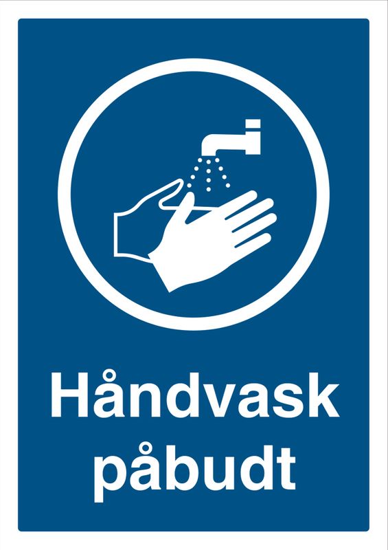 Påbudt med Håndvask - HMS Påbudsskilt - 210 x 297 mm