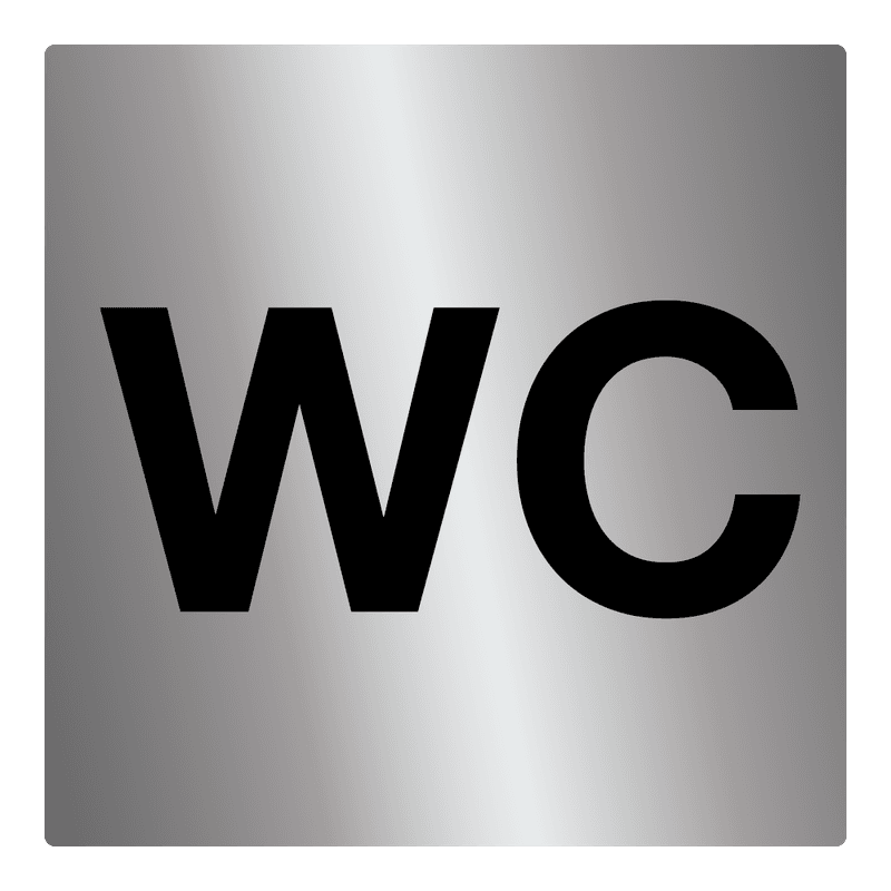 Toalettskilt WC Unisex – 150 x 150 mm i Grå Plast