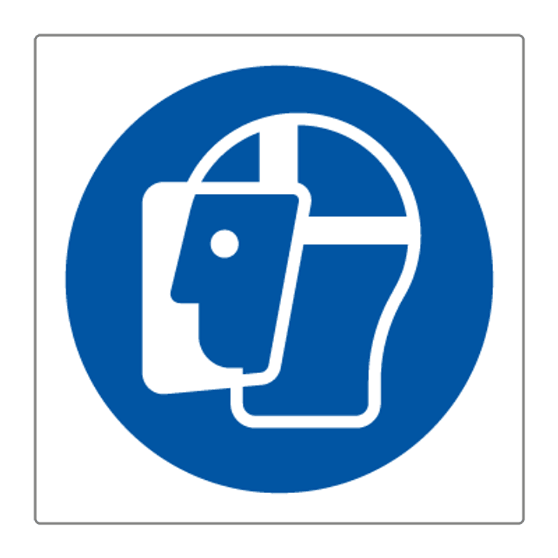 Påbudt med ansiktsvern - påbudsskilt med symbol