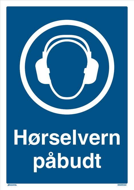 Hovedbilde Påbudt med Hørselvern - HMS Påbudsskilt - 210 x 297 mm