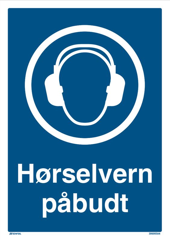 Påbudt med Hørselvern - HMS Påbudsskilt - 210 x 297 mm