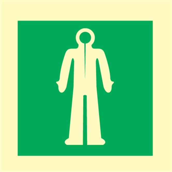 Hovedbilde Oppbevaring av redningsdrakt - IMO skilt med symbol