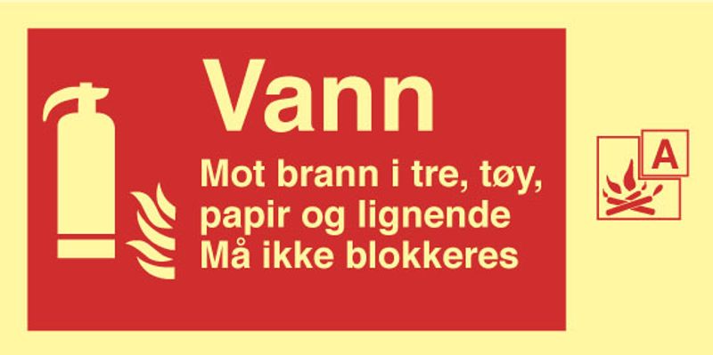 Brannskilt for brannslukker med vann