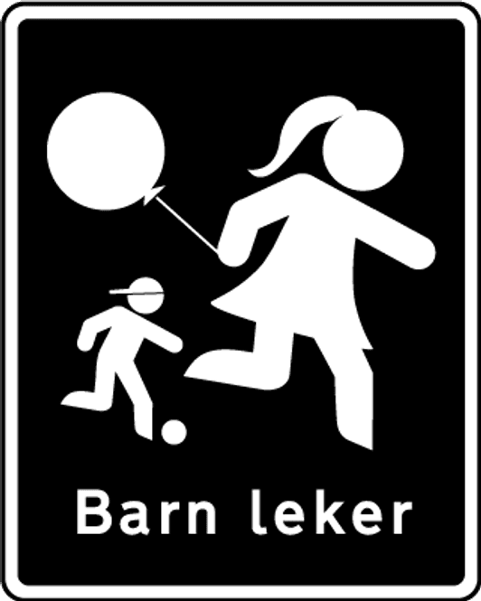 Hovedbilde Barn leker skilt med symbol og tekst