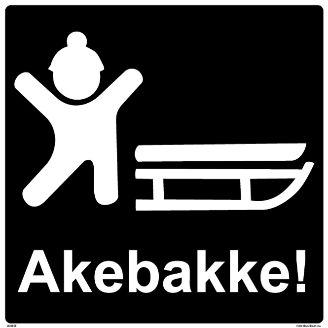 Hovedbilde Akebakke - 500 x 500 mm - skilt i reflekterende aluminium 