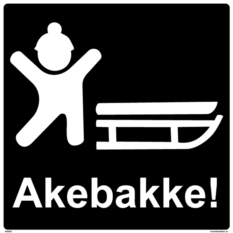 Akebakke - 500 x 500 mm - skilt i reflekterende aluminium 