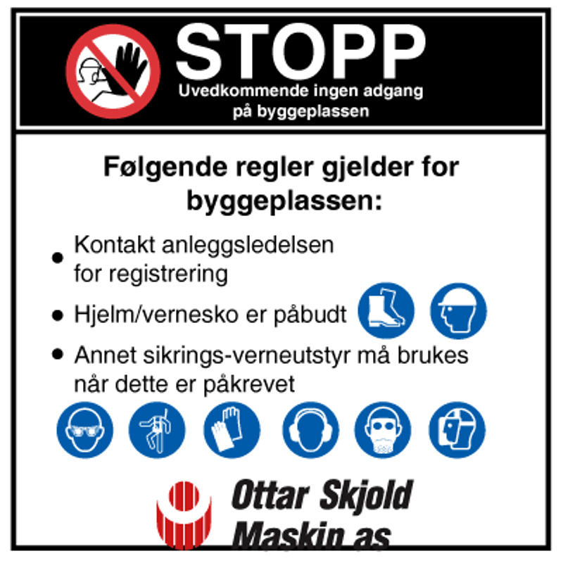 Byggeplasskilt med logo 1000 x 1000mm
