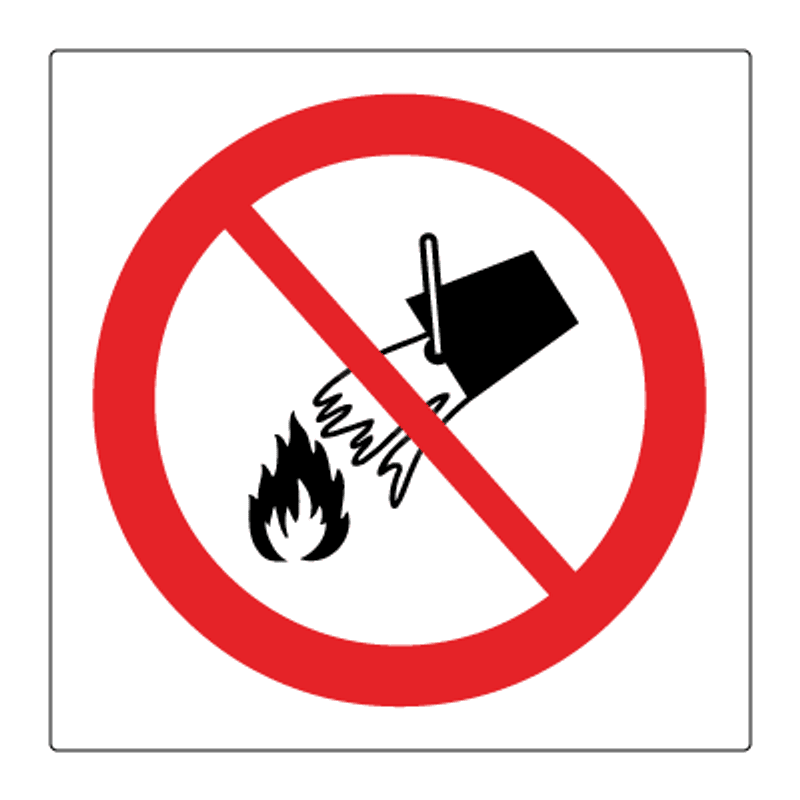Forbudt å slokke med vann - Forbudsskilt med symbol