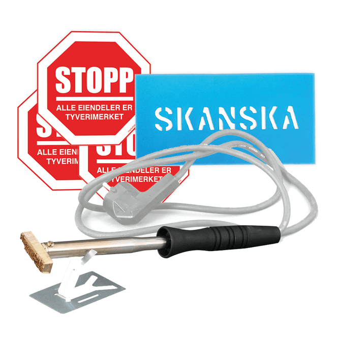 Hovedbilde Brennstempel + 2 stk sjablonger med firmanavn