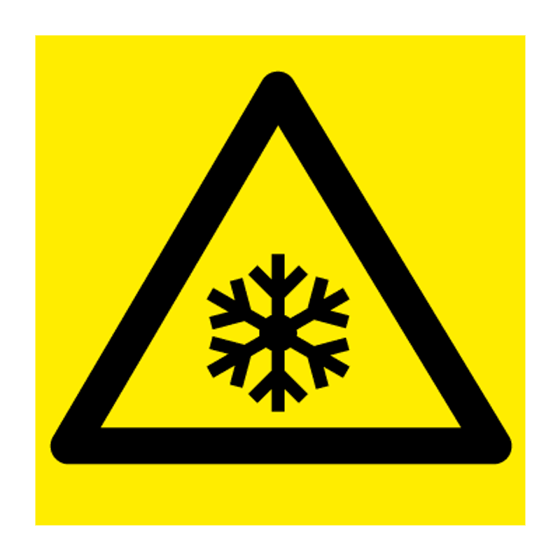 Lav temperatur - fareskilt med symbol
