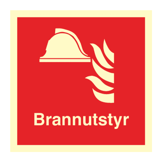 Hovedbilde Brannutstyr - brannskilt med symbol og tekst