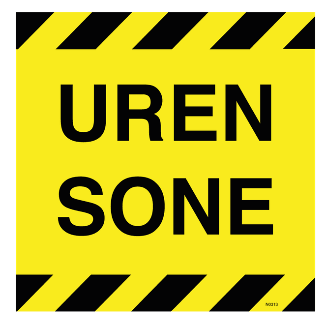 Hovedbilde Uren sone skilt med tekst 200 x 200mm