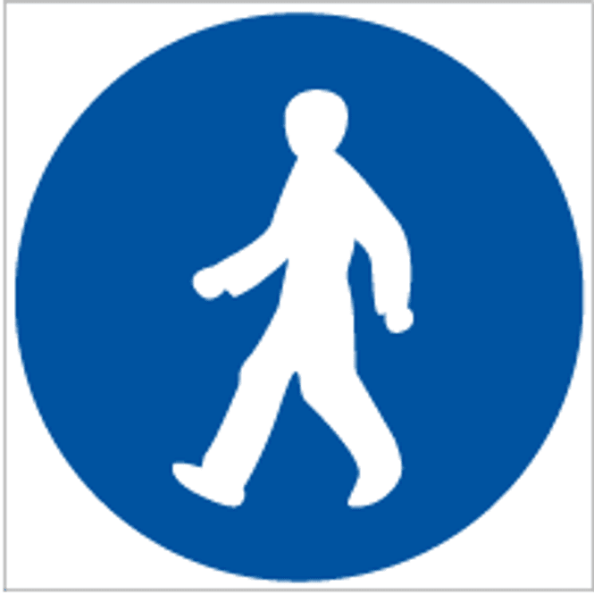Hovedbilde Påbudt vei for fotgjengere - påbudsskilt med symbol for gulv