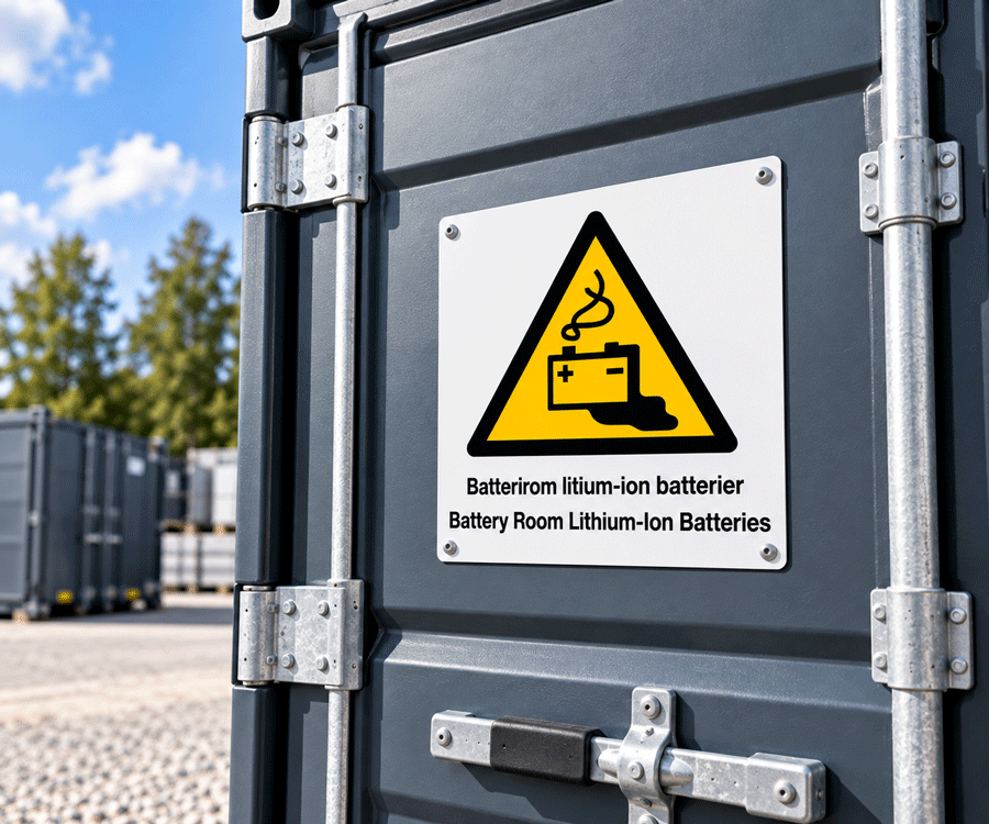 Batterirom litium-ion batterier – advarselsskilt 300mm x 300mm