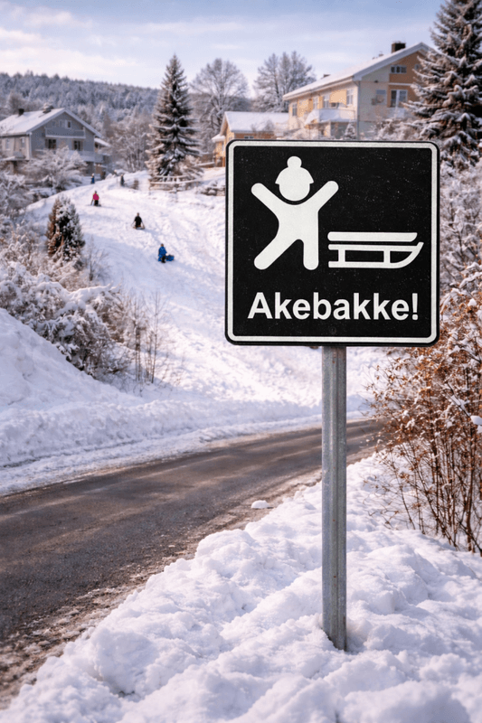 Akebakke - 500 x 500 mm - skilt i reflekterende aluminium 