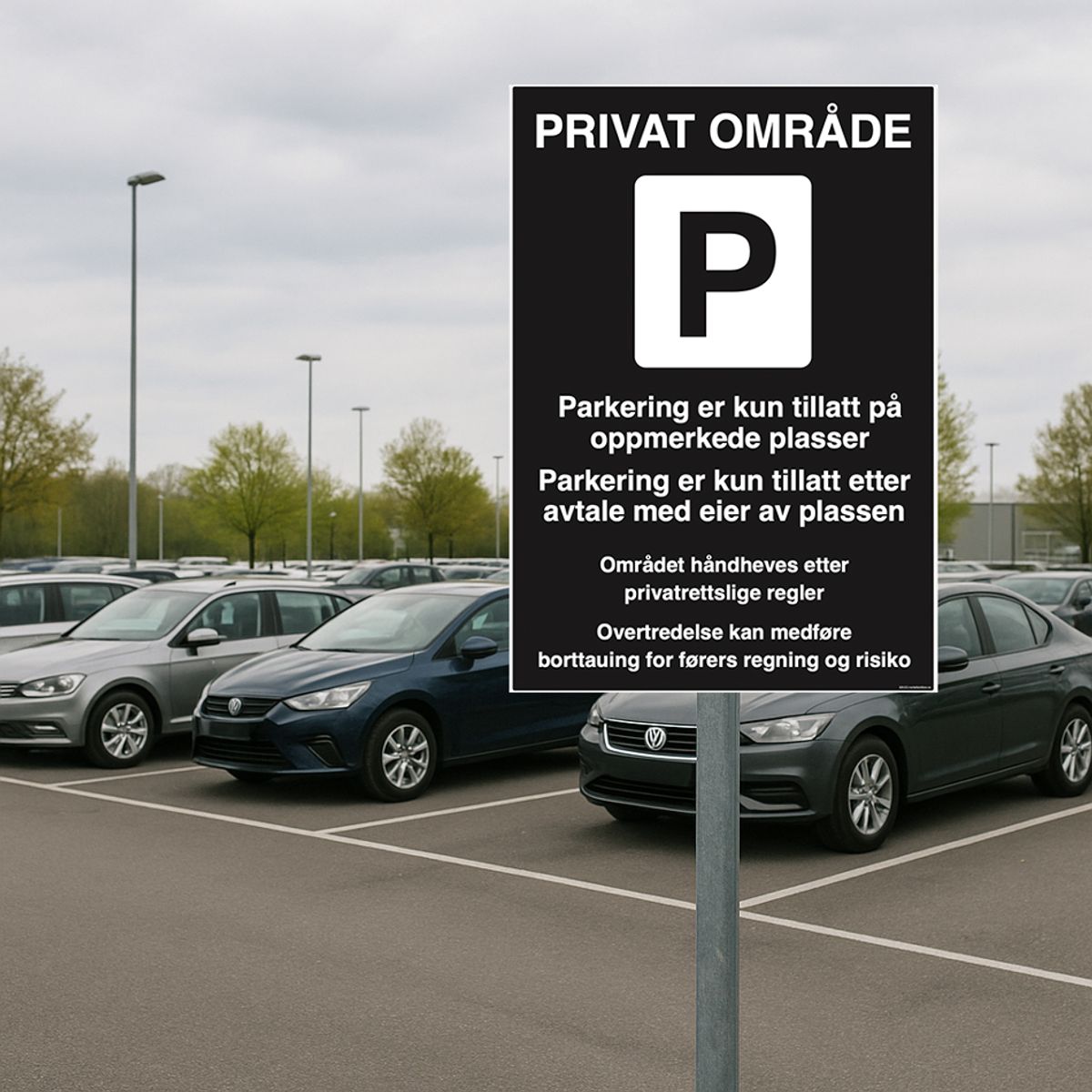 Privat Parkering skilt 600 x 800 mm