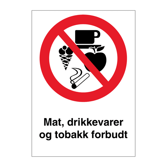 Hovedbilde Tobakk, mat og drikke forbudt skilt
