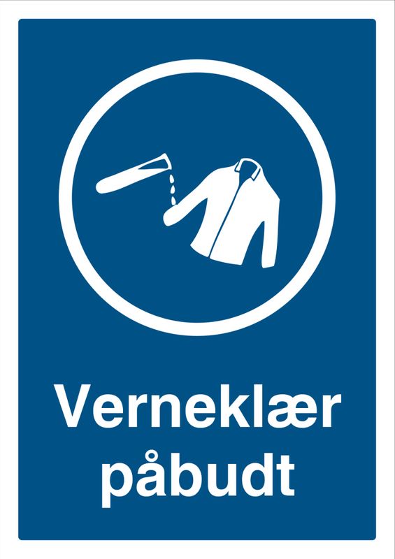 Påbudt med Verneklær - HMS Påbudsskilt - 210 x 297 mm