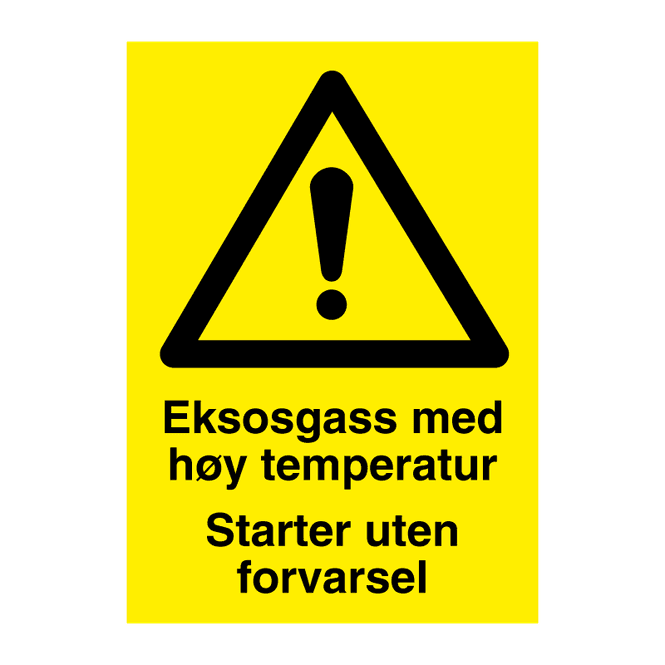 Hovedbilde Eksosgass med høy temperatur fareskilt
