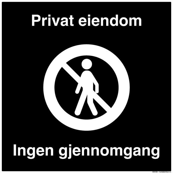 Hovedbilde Privat eiendom, ingen gjennomgang - skilt 500 x 500 mm