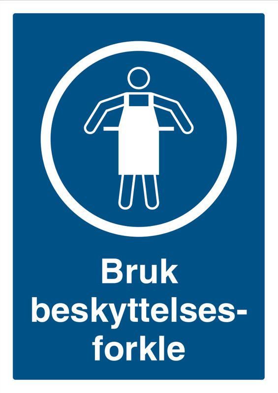 Påbudt med Beskyttelsesforkle - HMS Påbudsskilt - 210 x 297 mm