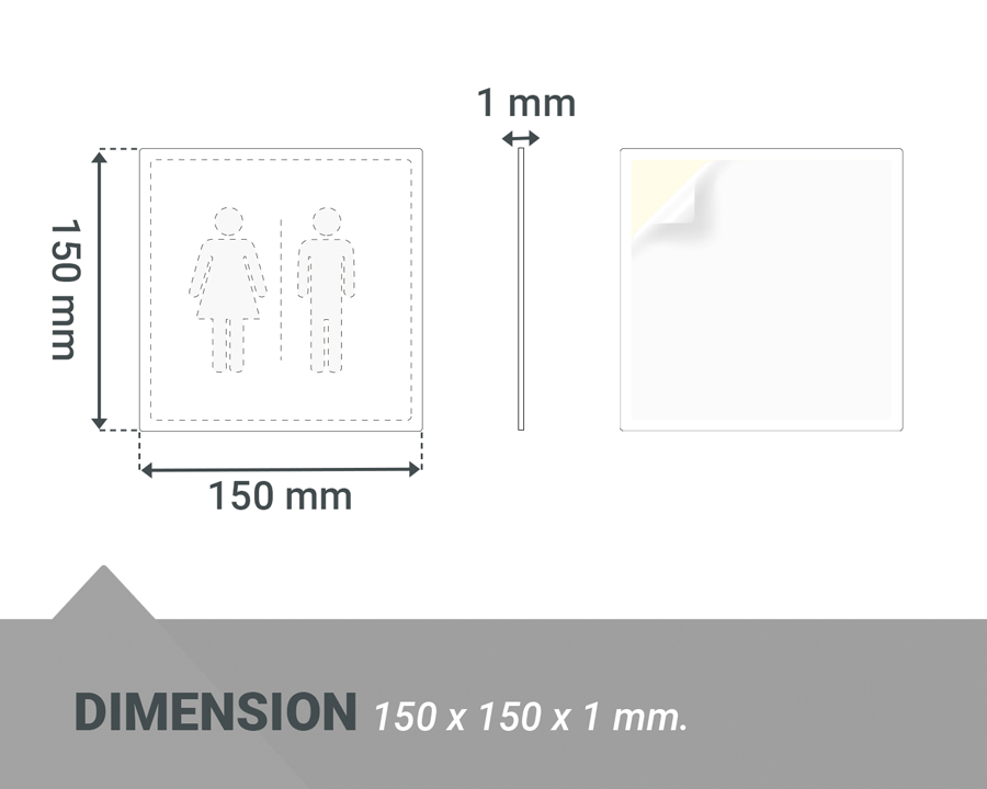 Toalettskilt Dame og Herre - 150 x 150 mm i Rustfritt Stål