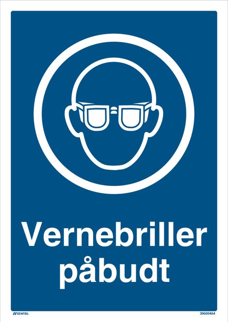 Hovedbilde Påbudt med Vernebriller/Øyevern - HMS Påbudsskilt - 210 x 297 mm