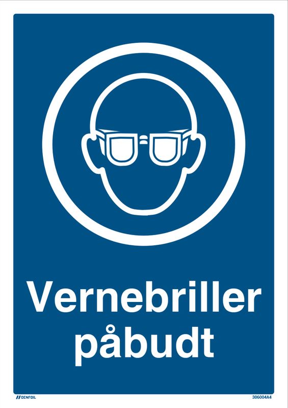 Påbudt med Vernebriller/Øyevern - HMS Påbudsskilt - 210 x 297 mm