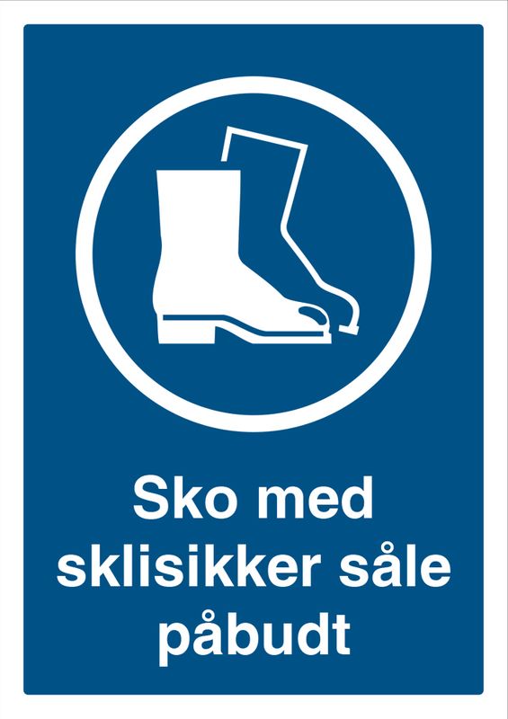 Påbudt Sko med Sklisikker Såle - HMS Påbudsskilt - 210 x 297 mm