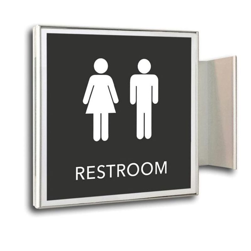 Flaggskilt for WC med utskiftbar tekst  150 x 150 mm