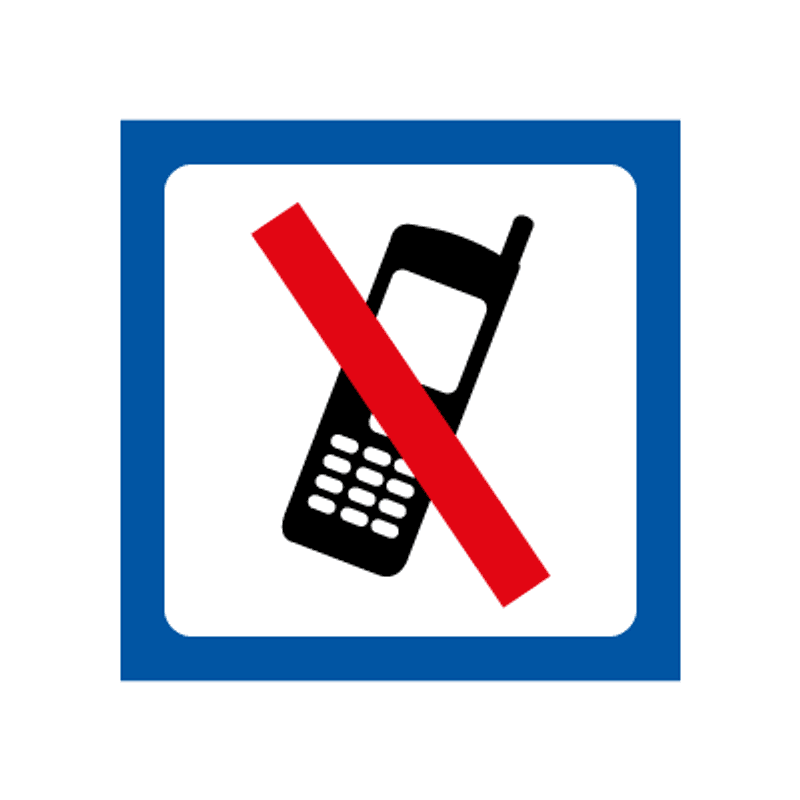 Mobiltelefon forbudt - opplysningsskilt