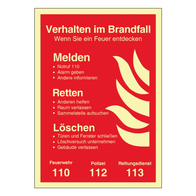 Branninstruks ved brann - Skilt i A4 format