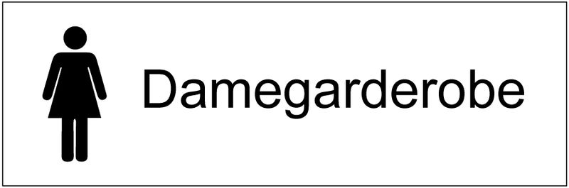 Skilt for Damegarderobe 210 x 70 mm