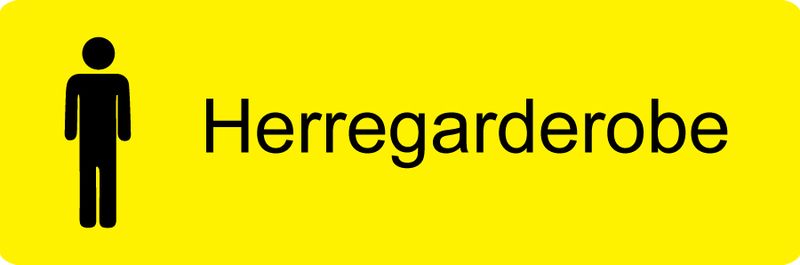 Skilt for Herregarderobe 210 x 70 mm