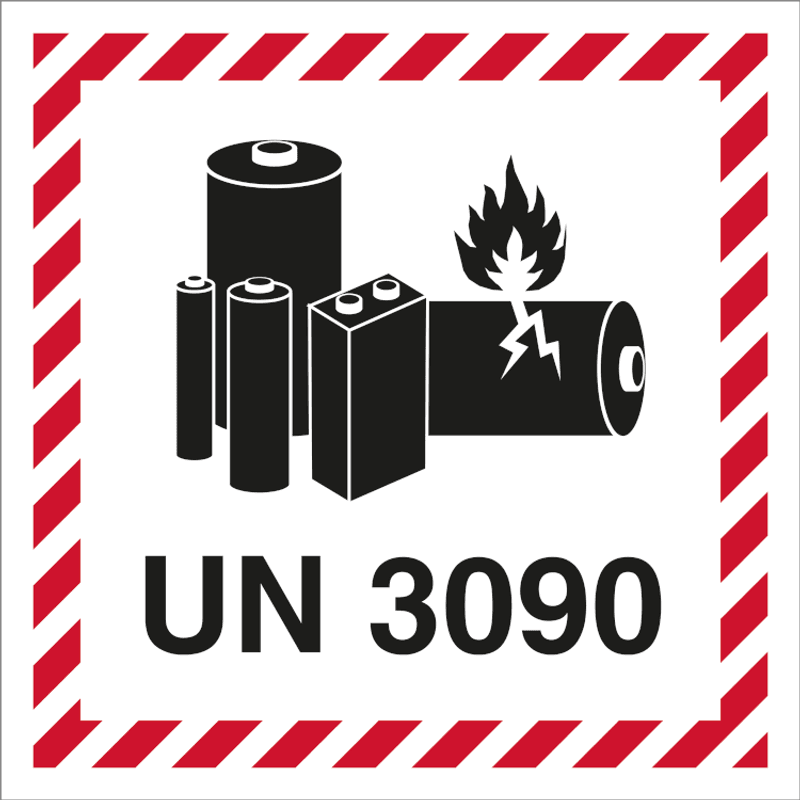 Litiumbatteri-etiketter UN 3090 – Fareseddel for farlig gods, 250 stk på rull