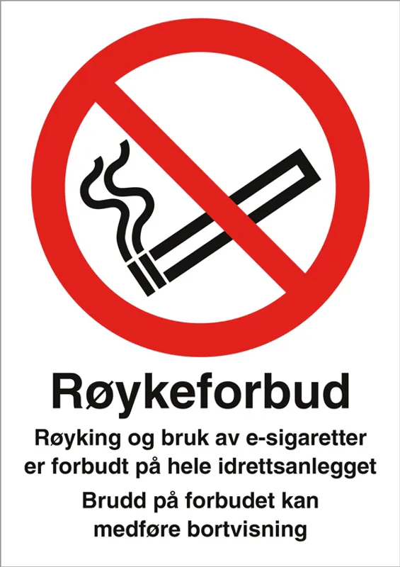 Røyking og e-sigaretter forbudt – skilt